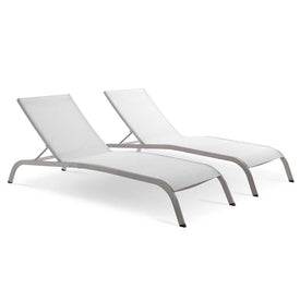 Savannah Outdoor Patio Mesh Chaise Lounges Set of 2