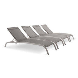 Savannah Outdoor Patio Mesh Chaise Lounges Set of 4