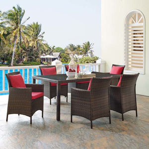 EEI-4032-BRN-RED-SET Outdoor/Patio Furniture/Patio Dining Sets