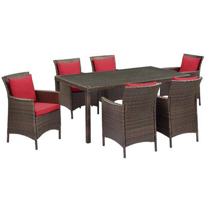 Product Image: EEI-4032-BRN-RED-SET Outdoor/Patio Furniture/Patio Dining Sets