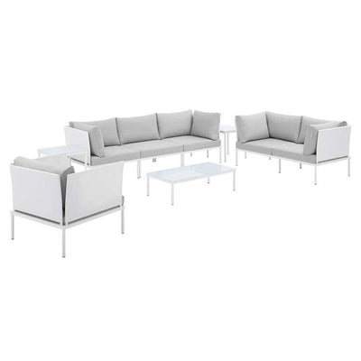 Product Image: EEI-4948-WHI-GRY-SET Outdoor/Patio Furniture/Patio Conversation Sets