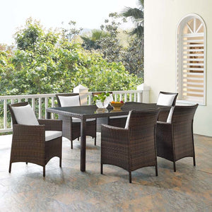 EEI-4032-BRN-WHI-SET Outdoor/Patio Furniture/Patio Dining Sets