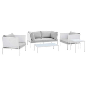EEI-4924-WHI-GRY-SET Outdoor/Patio Furniture/Patio Conversation Sets