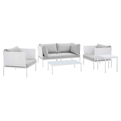 Product Image: EEI-4924-WHI-GRY-SET Outdoor/Patio Furniture/Patio Conversation Sets