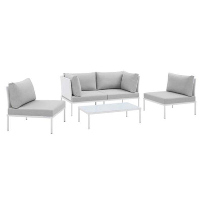 Product Image: EEI-4690-WHI-GRY-SET Outdoor/Patio Furniture/Patio Conversation Sets