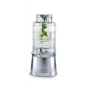 Patchwork 2.4 Gallon Beverage Dispenser with Ice Insert, Fruit Infuser, and Galvanized Base