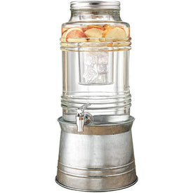 Bungalow 2.4 Gallon Beverage Dispenser with Ice Insert, Fruit Infuser, and Galvanized Base