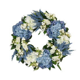 26" Artificial Mixed Floral Wreath with Lilac, Heather, and Hydrangeas