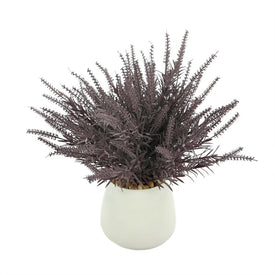 15" Artificial Lavender/Gray Astilbe in White Fiberstone Vase