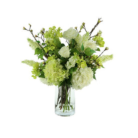 26" Artificial White Rose and Snap Dragon Arrangement