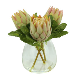 135" Artificial Protea Sprays in Glass Vase with Acrylic Water