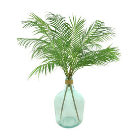 40" Artificial Green Palms in Glass Jug with Twine