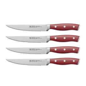 Forged Accent Four-Piece Steak Knife Set - Red