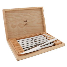 Eight-Piece Stainless Steel Steak Knife Set with Wood Presentation Case