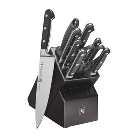 Professional "S" Ten-Piece Knife Block Set with Black Rubberwood Block