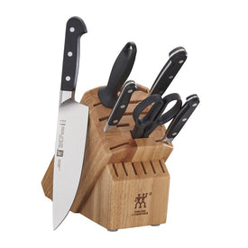 Pro Seven-Piece Knife Block Set with Natural Rubberwood Block