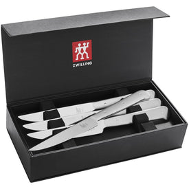Porterhouse Eight-Piece Stainless Steel Steak Knife Set in Black Presentation Box