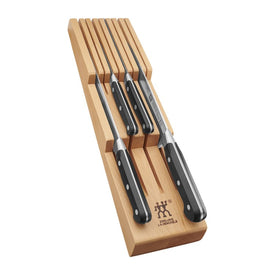 Professional "S" Seven-Piece Knife Block Set with Beechwood In-Drawer Knife Tray