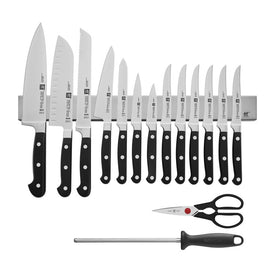 Professional "S" Sixteen-Piece Knife Set with 17.5" Stainless Steel Magnetic Knife Bar