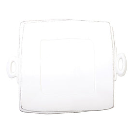Lastra Handled Square Platter - White