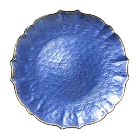 Baroque Glass Service Plate/Charger - Cobalt