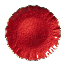 Baroque Glass Service Plate/Charger - Red