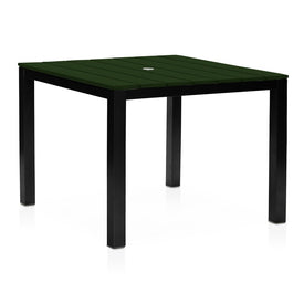 Park City Modern Outdoor 40" Square Dining Table - Black/Forest Green