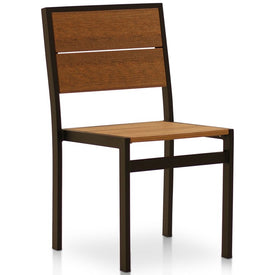 Park City Modern Outdoor Dining Side Chair - Black/Antique Mahogany