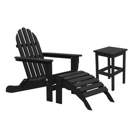 The Adirondack Chair/Ottoman and Side Table - Black