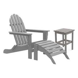 The Adirondack Chair/Ottoman and Side Table - Light Gray