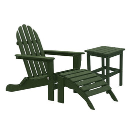 The Adirondack Chair/Ottoman and Side Table - Forest Green