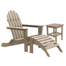 The Adirondack Chair/Ottoman and Side Table - Weathered Wood