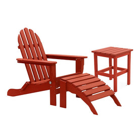 The Adirondack Chair/Ottoman and Side Table - Bright Red