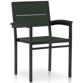Park City Modern Outdoor Dining Arm Chair - Black/Forest Green