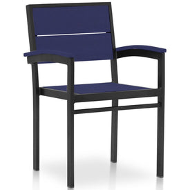 Park City Modern Outdoor Dining Arm Chair - Black/Navy