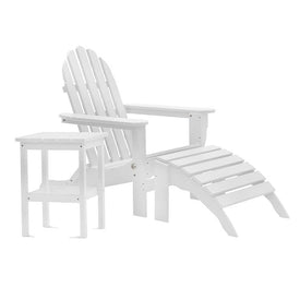 The Adirondack Chair/Ottoman and Side Table - White
