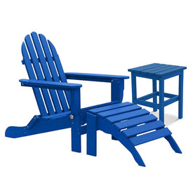 The Adirondack Chair/Ottoman and Side Table - Royal Blue