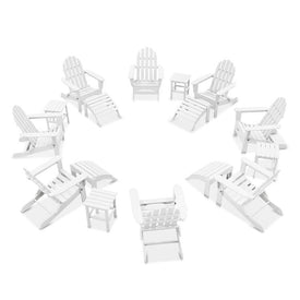 The Adirondack Chair 8-Piece Patio Set with 4 Ottomans and 4 Side Tables - White