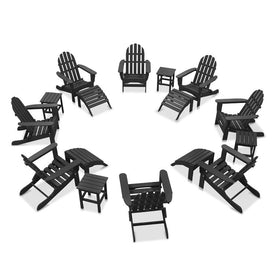 The Adirondack Chair 8-Piece Patio Set with 4 Ottomans and 4 Side Tables - Black