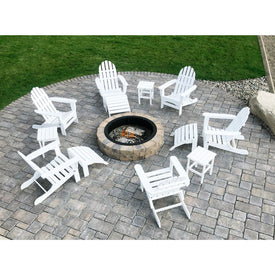 The Adirondack Chair 6-Piece Patio Set with 3 Ottomans and 3 Side Tables - White