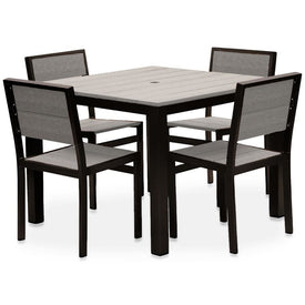 Park City Modern Outdoor 40" Square 5-Piece Dining Set - Black/Driftwood Gray