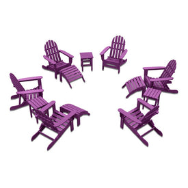 The Adirondack Chair 6-Piece Patio Set with 3 Ottomans and 3 Side Tables - Lilac