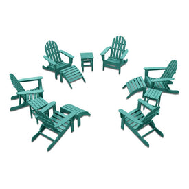The Adirondack Chair 6-Piece Patio Set with 3 Ottomans and 3 Side Tables - Aruba