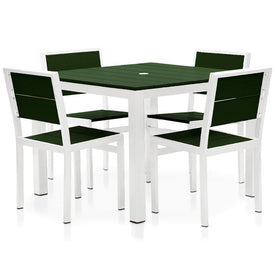 Park City Modern Outdoor 40" Square 5-Piece Dining Set - White/Forest Green