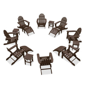 The Adirondack Chair 8-Piece Patio Set with 4 Ottomans and 4 Side Tables - Chocolate
