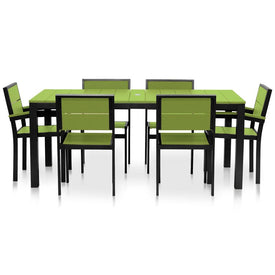 Park City Modern Outdoor 72" Rectangular 7-Piece Dining Set - Black/Lime Green