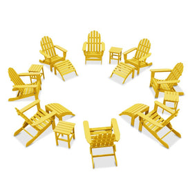 The Adirondack Chair 8-Piece Patio Set with 4 Ottomans and 4 Side Tables - Lemon Yellow
