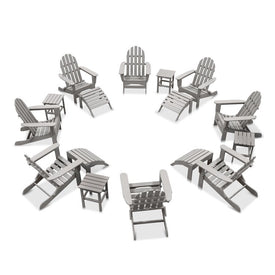 The Adirondack Chair 8-Piece Patio Set with 4 Ottomans and 4 Side Tables - Light Gray