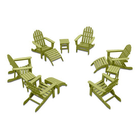 The Adirondack Chair 6-Piece Patio Set with 3 Ottomans and 3 Side Tables - Lime Green
