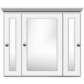 Simplicity Ultraline 30"W x 27"H x 6.5"D Framed Tri-View Surface-Mount Bathroom Medicine Cabinet